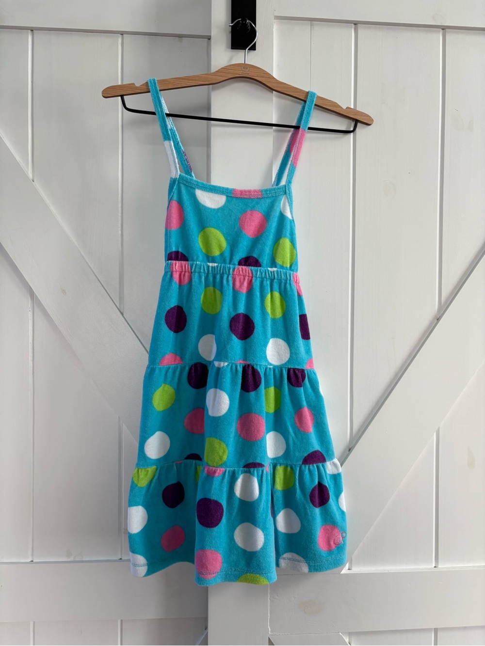 OP Ocean Pacific Girls Y2K Terry Cloth Polka Dot Sundress Size L 10/12
